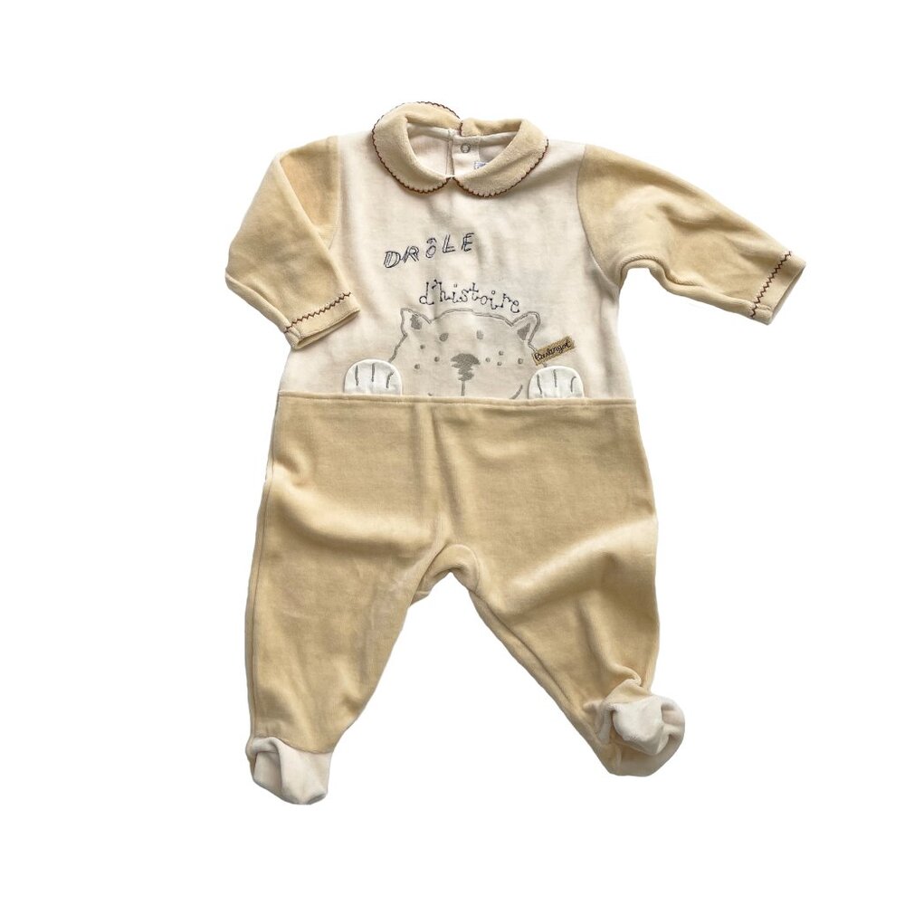 Infant Velour Footie Size 12 Month Unisex Boutique New Condition Made in France
